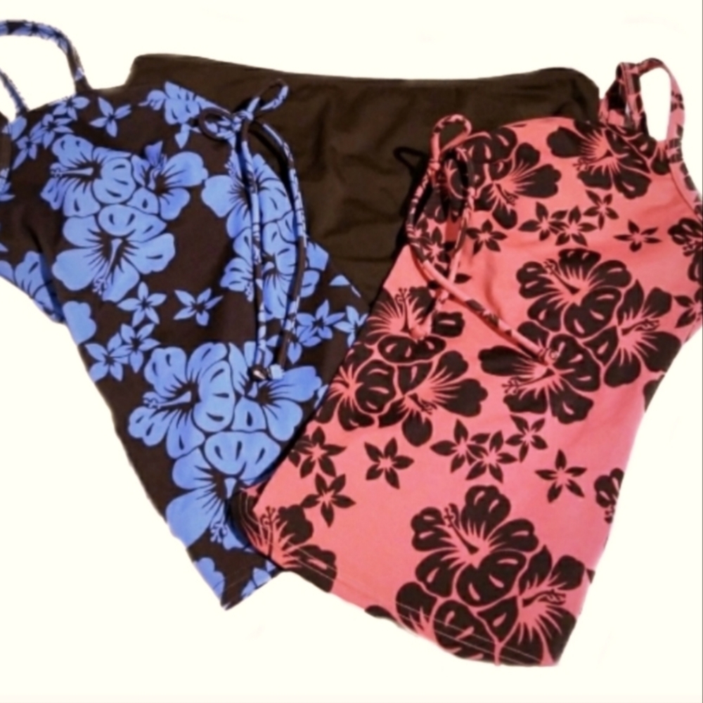 2 VICTORIA'S SECRET FLORAL TANKINI SWIM TOP SIZE 34C
